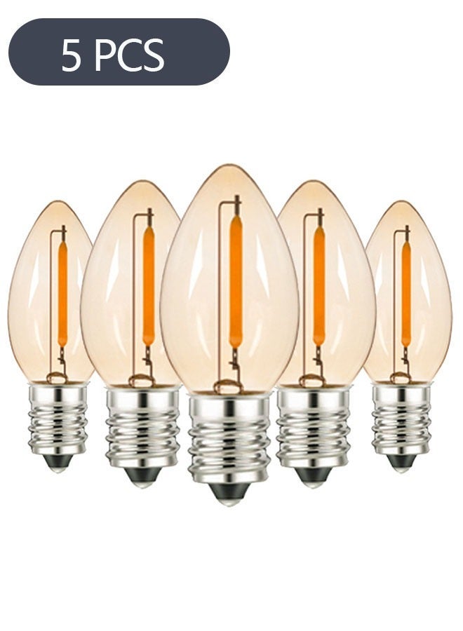 5-Piece E12 LED Bulb, Candle Bulbs 0.5W, Chandelier Bulbs Night Light Bulbs, Amber Glass Filament Bulb 2200K for Home - Image 1