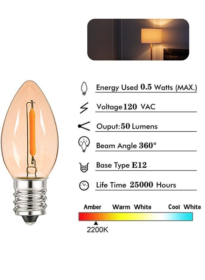 5-Piece E12 LED Bulb, Candle Bulbs 0.5W, Chandelier Bulbs Night Light Bulbs, Amber Glass Filament Bulb 2200K for Home - Image 3
