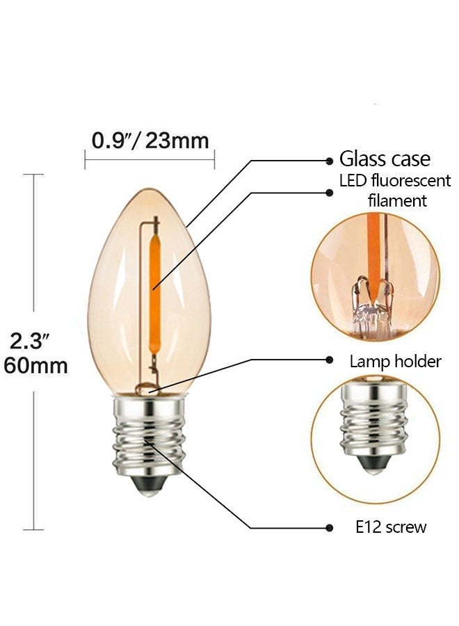 5-Piece E12 LED Bulb, Candle Bulbs 0.5W, Chandelier Bulbs Night Light Bulbs, Amber Glass Filament Bulb 2200K for Home - Image 2