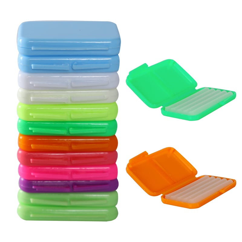 MorTime 12 PACK Braces Wax Dental Wax with Colorful Storage Cases 60 Orthodontic Wax Strips for Braces Aligners Wearer