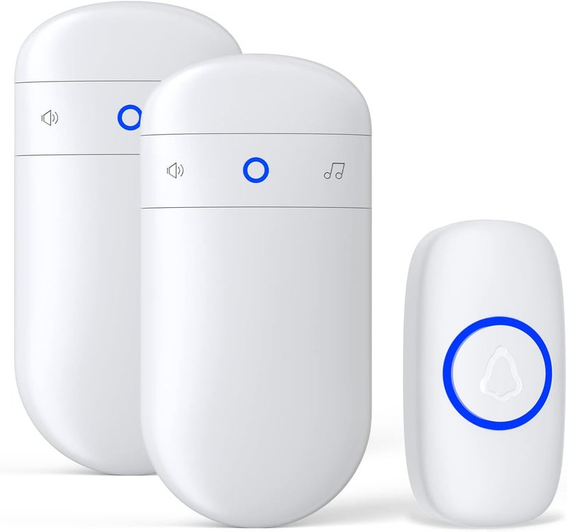 SECRUI Wireless Doorbell, Door bell Over 1000ft Coverage with 2 Plug-In Receivers, Waterproof Push button, 52 Chimes, 110dB loud Sound and Colorful LED Flash - Image 1