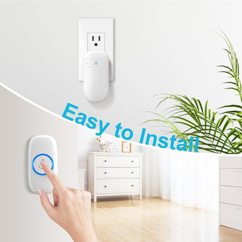 SECRUI Wireless Doorbell, Door bell Over 1000ft Coverage with 2 Plug-In Receivers, Waterproof Push button, 52 Chimes, 110dB loud Sound and Colorful LED Flash - Image 2