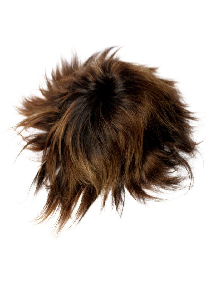 Glan Full Head Men Hair Wig Front Lace Human Hair Patch Toupee For Men And Boys (Dark Brown With Highlighter) (10x7) - Image 2