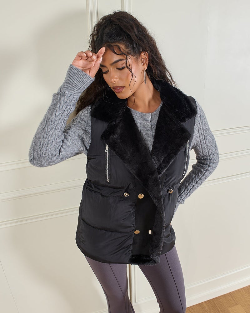 REDTAG Women Black Plain Padded Vest Jacket - Image 5