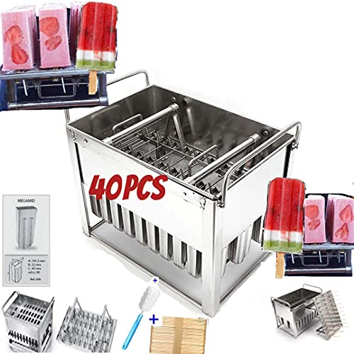 pizety pizety 40pcs Stainless Steel Ice Pop Molds  80ml Includes 40 Popsicle Molds Metal Ice Lolly Commercial Popsicle Molds machine ice Cream Mold 