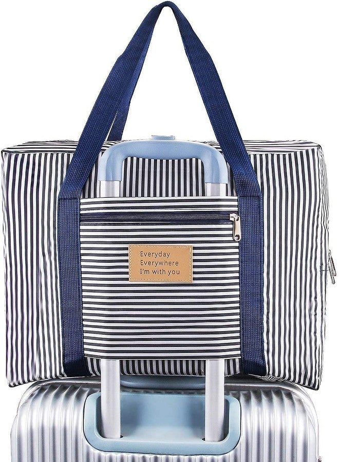 STARFLYER STARFLYER Carry-on Bag Foldable Flight Bag Travel Duffel Bag Travel Luggage Bag Lightweight Travel Luggage Duffle Tote Bag Waterproof Luggage Organizer Storage (Blue Strip) - Image 2