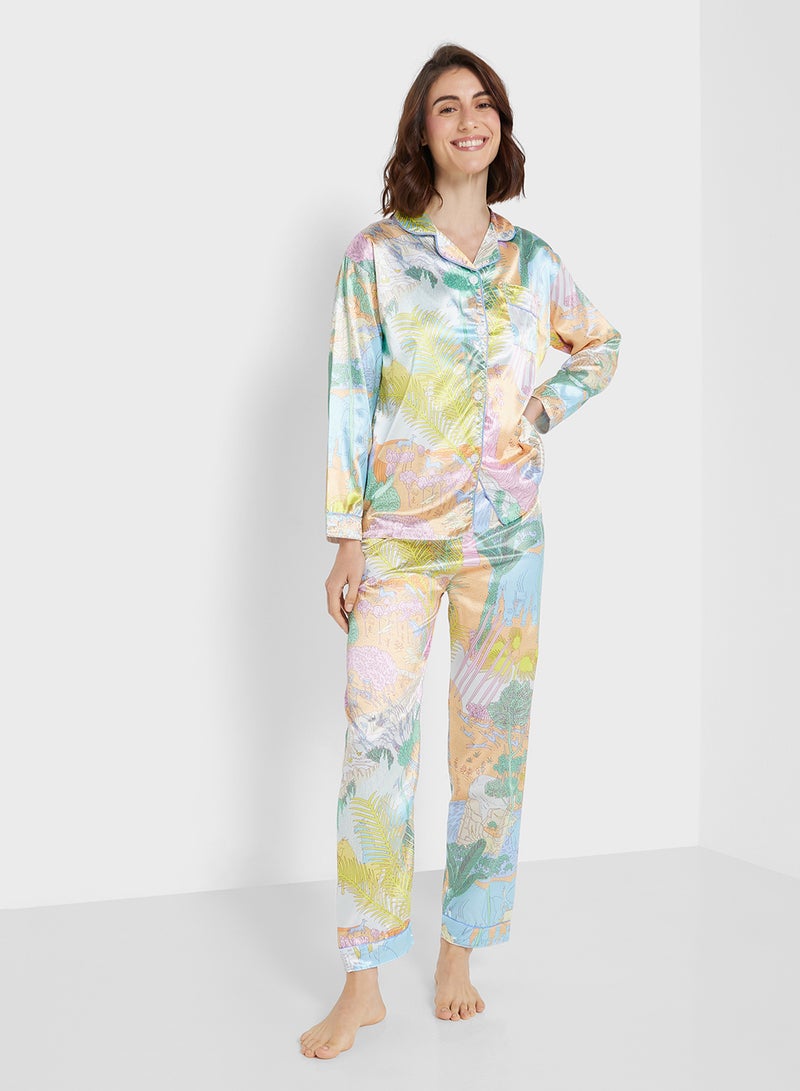Ginger Satin Floral Print Shirt & Pyjama Set - Image 5