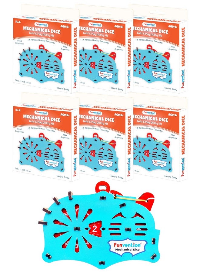 Funvention (Pack of 6) DIY Mechanical Dice (1 to 6) Random Number Generator - Board Game Companion - Birthday Return Gifts Pack - Image 1