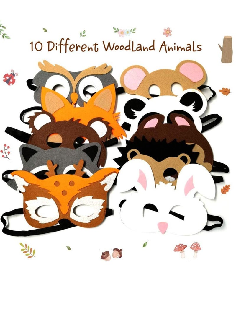 Woodland Party Supplies Forest Friends Animals Felt Masks 10 pcs Woodland Creatures Animal Cosplay Zoo Camping Themed Party Favors Supplies for Kids Boys or Girls - Image 3