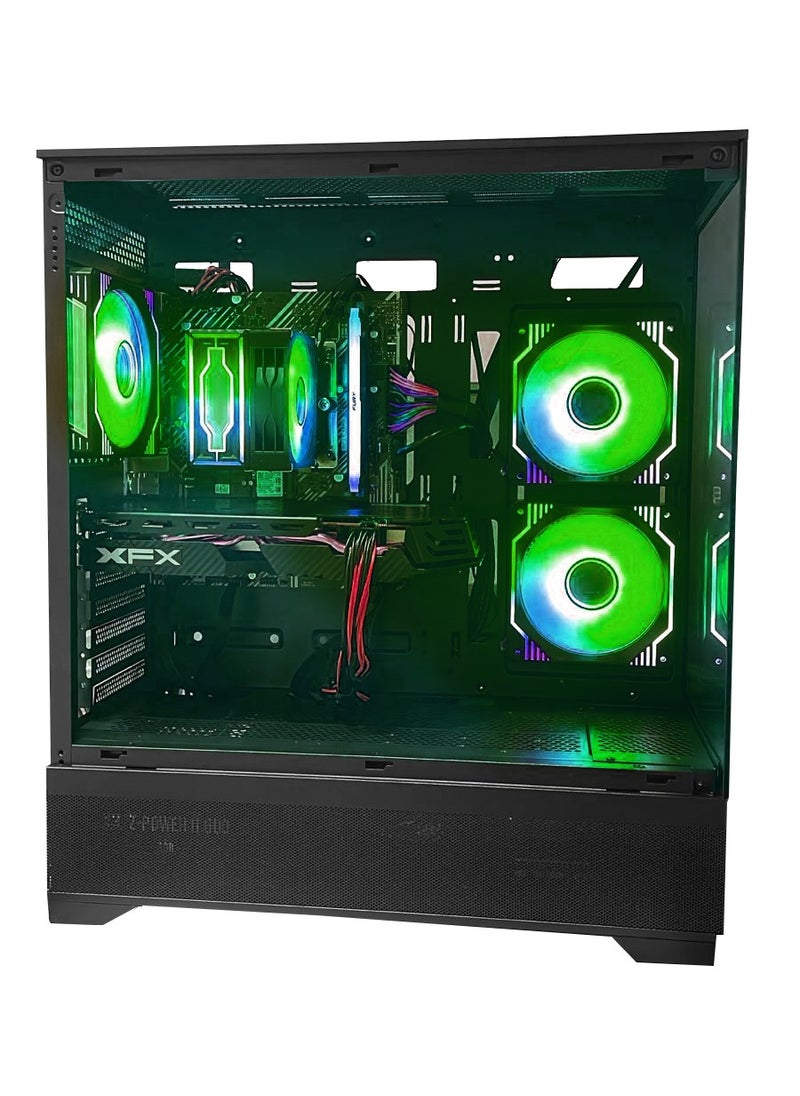 تروينورت - "إكسو هورايزون بي سي للألعاب، معالج إنتل كور i5-10400F / بطاقة رسومات RX580 بسعة 8 جيجابايت / ذاكرة عشوائية 8 جيجابايت / قرص صلب SSD بسعة 256 جيجابايت + HDD بسعة 1 تيرابايت / جاهز للواي فاي و البلوتوث / هيكل زجاجي RGB بزاوية 270° من TrueNort TN-19 باللون الأسود / نظام ويندوز 11 برو - Image 1