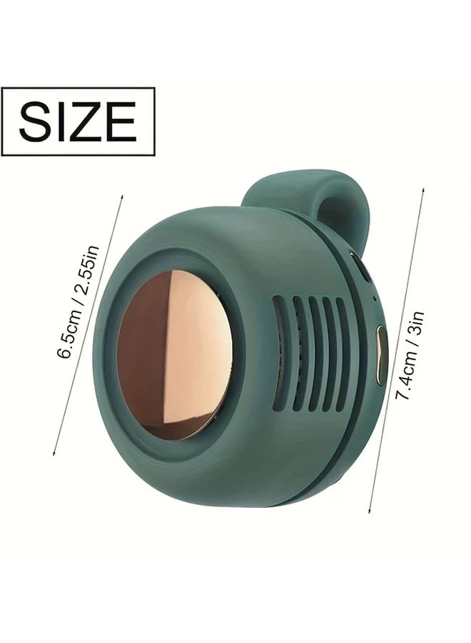 Green Portable Bladeless Silent Fan 3 Speed USB 900mAh Battery 360 Rotatable Cooler - Image 2