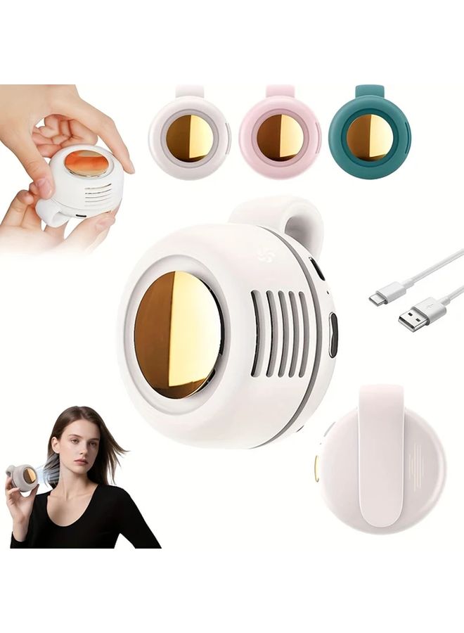 Green Portable Bladeless Silent Fan 3 Speed USB 900mAh Battery 360 Rotatable Cooler - Image 1