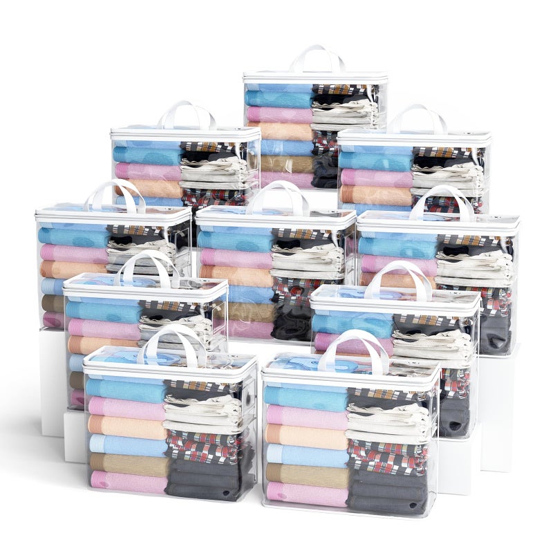 10PACK Clear Zippered Storage Bags for Clothes 22L Closet Organizers Bag and Blanket Storage Bags for Bedding Linen Blankets Comforters Clothing  Toys White
