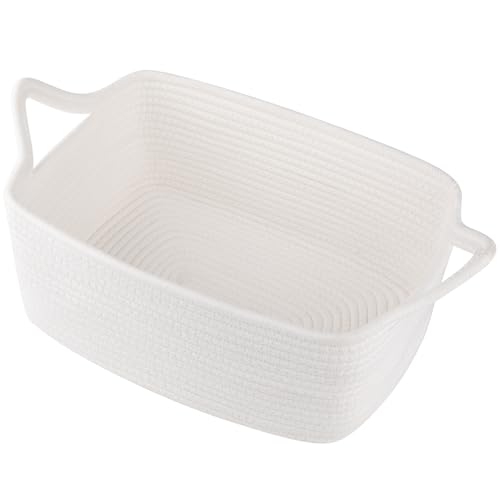 OIAHOMY Woven Basket, Gift Basket Empty with Gift Bags and Ribbons, Rope Baskets for Baby Showers,Halloween, Storage Baskets with Handles for Nursery, Pet Toy Organizer - White - Image 1