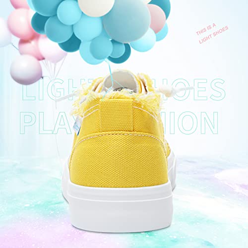 Obtaom Women's Play Fashion Sneaker Comfortable Canvas Slip on Shoes Washed Canvas Flats（Lemon Yellow US8） - Image 4