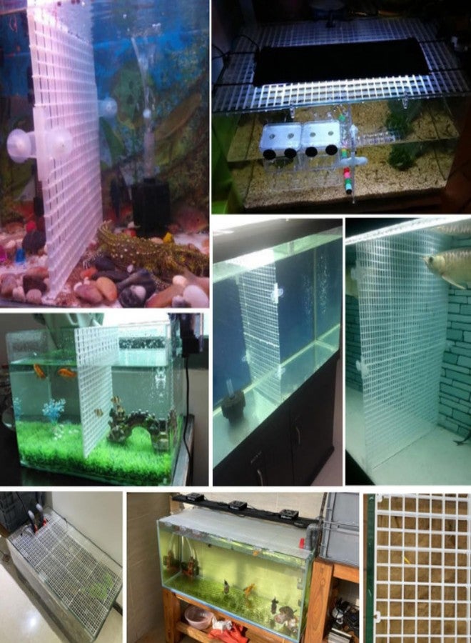 PetPhindU 4pcs Aquarium Lid Hood Fish Tank Top Cover Terrarium Lid Plastic Grid Panel Egg Crate Grate with 6 Aquarium Glass Cover Board Clip Fish Tank Lid Anti-Jumping Net Cover (Clear,11.6*11.6inch) - Image 5