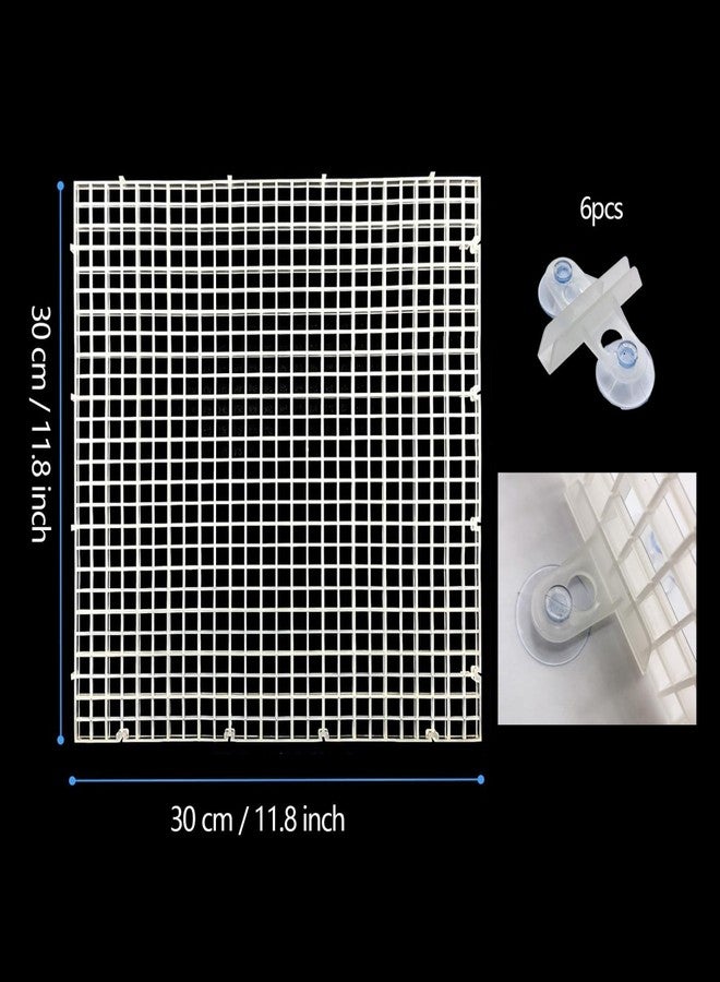 PetPhindU 4pcs Aquarium Lid Hood Fish Tank Top Cover Terrarium Lid Plastic Grid Panel Egg Crate Grate with 6 Aquarium Glass Cover Board Clip Fish Tank Lid Anti-Jumping Net Cover (Clear,11.6*11.6inch) - Image 2