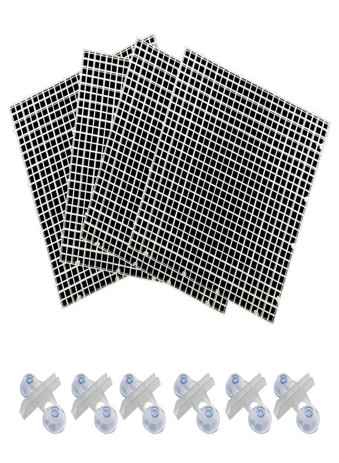 PetPhindU 4pcs Aquarium Lid Hood Fish Tank Top Cover Terrarium Lid Plastic Grid Panel Egg Crate Grate with 6 Aquarium Glass Cover Board Clip Fish Tank Lid Anti-Jumping Net Cover (Clear,11.6*11.6inch) - Image 1