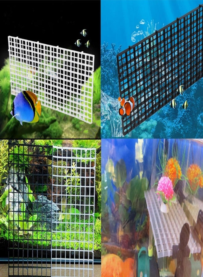 PetPhindU 4pcs Aquarium Lid Hood Fish Tank Top Cover Terrarium Lid Plastic Grid Panel Egg Crate Grate with 6 Aquarium Glass Cover Board Clip Fish Tank Lid Anti-Jumping Net Cover (Clear,11.6*11.6inch) - Image 3