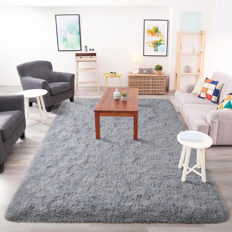 Chicrug Soft Area Rugs for Bedroom Living Room Plush Fluffy Rug 3x5 Feet, Shag Furry Area Rug Carpet Non Shedding for Nursery Children Kids Girls Room Home Decorative, Grey - Image 3