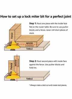 Y&D 45 Degree Lock Miter Router Bit, for 1/2in, 1in Cutting Height, 1/2 Inch Shank, Easy to Create Joint, 3 pcs Set  - Image 4