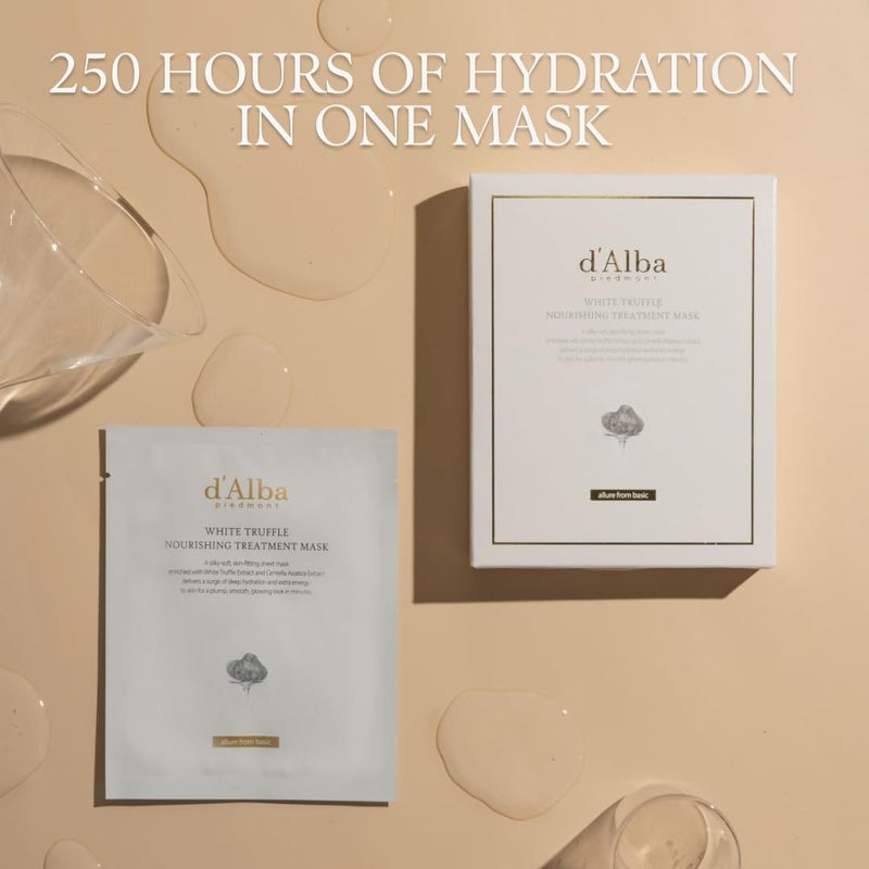 d'alba Piedmont Italian White Truffle Nourishing Mask 5pcs, Vegan Skincare, Nourishing Sheet Mask for Dry and Tired Skin, Deep Hydration, Korean Skin Care - Image 2