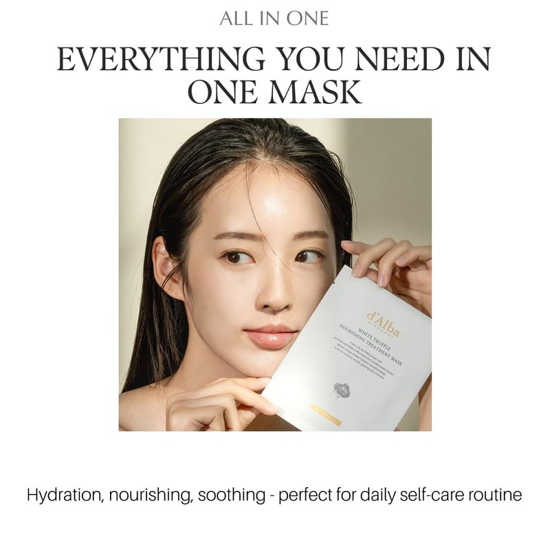 d'alba Piedmont Italian White Truffle Nourishing Mask 5pcs, Vegan Skincare, Nourishing Sheet Mask for Dry and Tired Skin, Deep Hydration, Korean Skin Care - Image 4