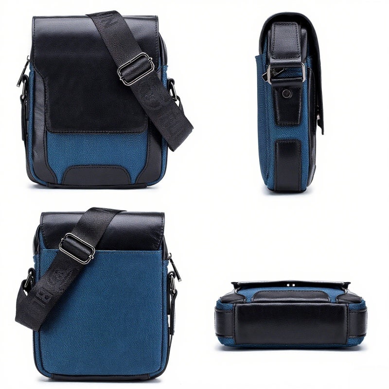Leather Shoulder Bag: Coffee High-quality Leather Wear-resistant Cloth - Adjustable Strap Crossbody Bag for Daily Commuting Working Business Travel - Image 5
