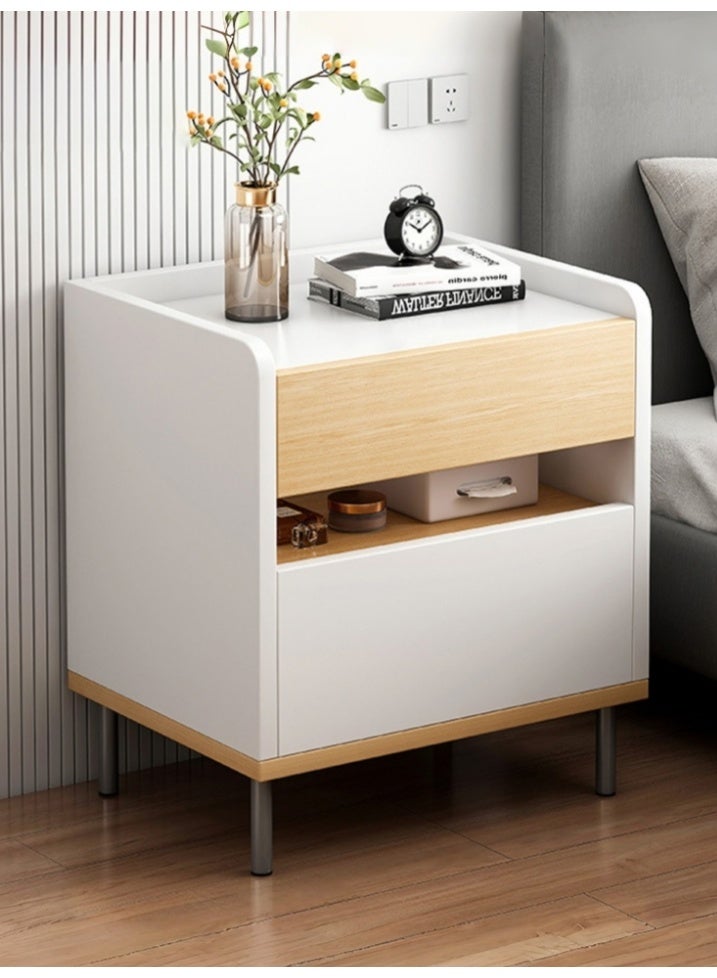SHEIDLIN Modern Wood Nightstand Bedside Cabinet with Multi Storage Drawers, Anti-Collision Rounded Corner Bed Side Table for Bedroom, 40×34×49cm - Image 1