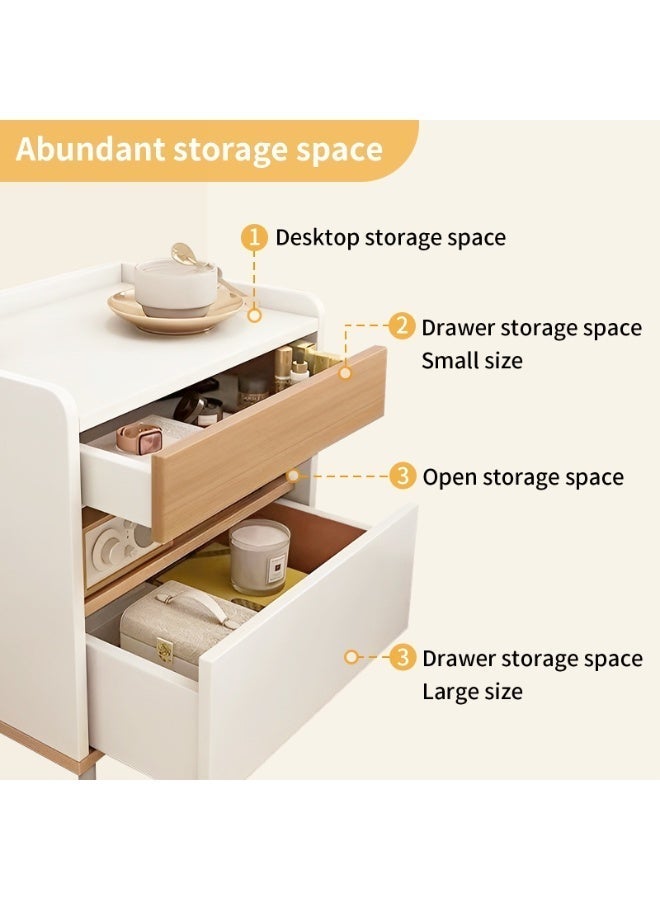 SHEIDLIN Modern Wood Nightstand Bedside Cabinet with Multi Storage Drawers, Anti-Collision Rounded Corner Bed Side Table for Bedroom, 40×34×49cm - Image 2