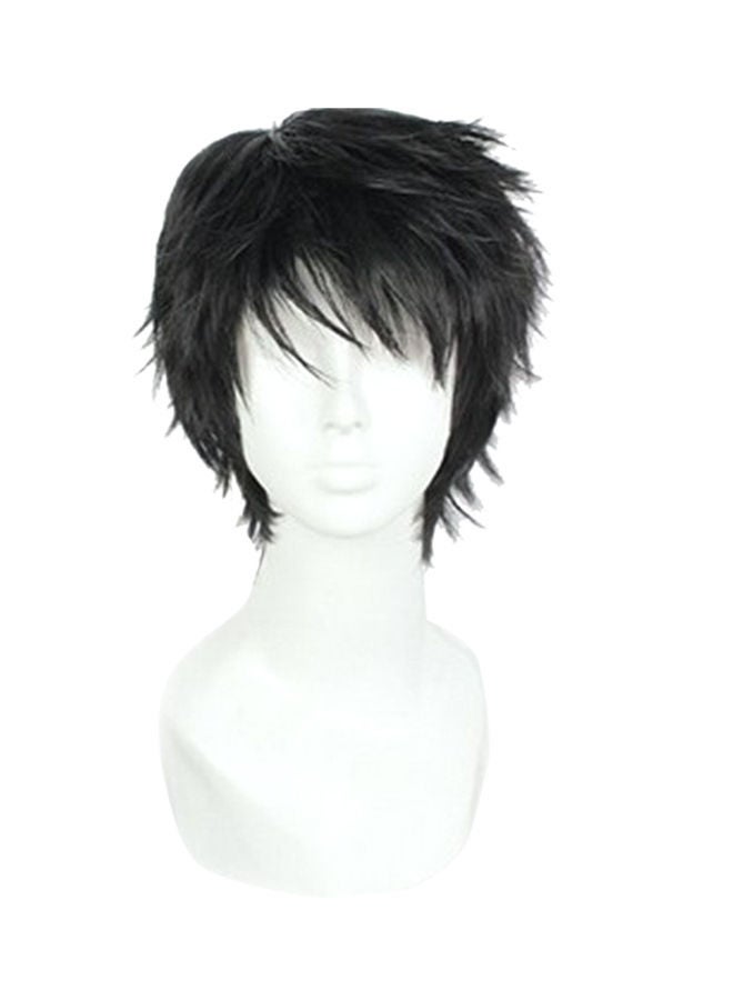 NIBEMINENT Short Black Men Fluffy Straight Anime Cosplay Heat Resistant Halloween Wig - Image 1