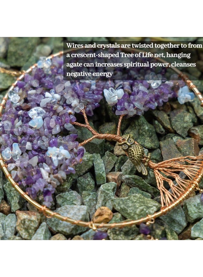 Dreamsum Purple Tree of Life Dream Catchers with Agate Pendant Natural Dream Catchers for Aunt Wall Decor Handmade Dreamcatcher Wall Hanging Ornament for Bedroom Living Room Home Decor - Image 3