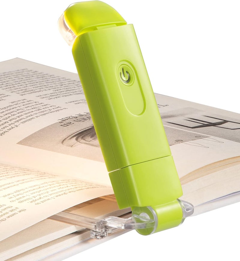 DEWENWILS Book Reading Light, USB Rechargeable Booklight for Reading at Night, LED Clip On Book Lights for Kids, Bookworms, Blue Light Blocking, Amber + Warm White (Green) - Image 1