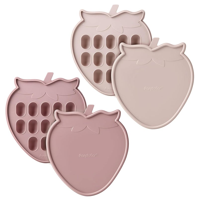 PandaEar 2 Pack Baby Breastmilk Popsicle Molds Silicone Nibble Freezer Tray with Lid Baby Fruit Food Feeder Teether Tray 13 x 05 oz Baby Food Storage Container for Homemade Baby Food - Image 1