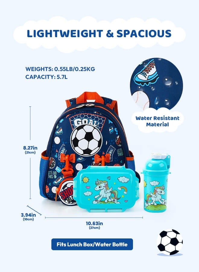 hibobi School Bags for Boy, Children's Bags, Boy Kids Backpack Primary School Bag Football with Two Separate Small Pockets and Side Pockets - Image 2