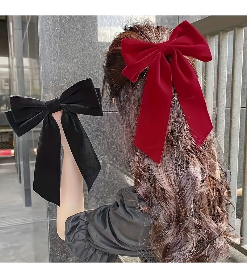 مشبك شعر كبير بقوس من الجلد المدبوغ بلون سادة للنساء للارتداء اليومي - Image 3