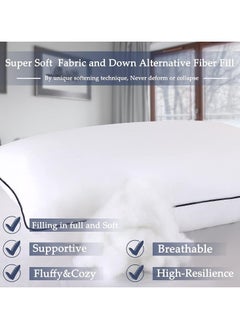 Beauenty Bed Pillows for Sleeping 2 Pack, Queen Size Set of 2 for Side Back and Stomach Sleepers, Cooling Pillows,Down Alternative Filling Luxury Soft Supportive Plush Pillows (White)  - Image 3
