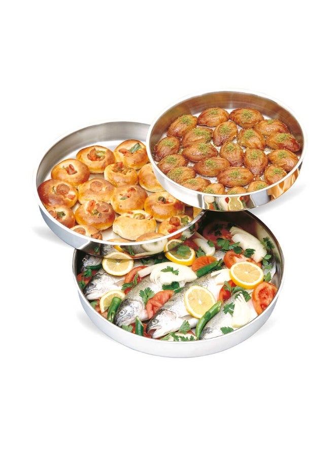 أوزو OZO 4006 طقم صواني ستانلس ستيل 3 قطع. 28.32 و 36 سم صنع في تركيا - Image 1