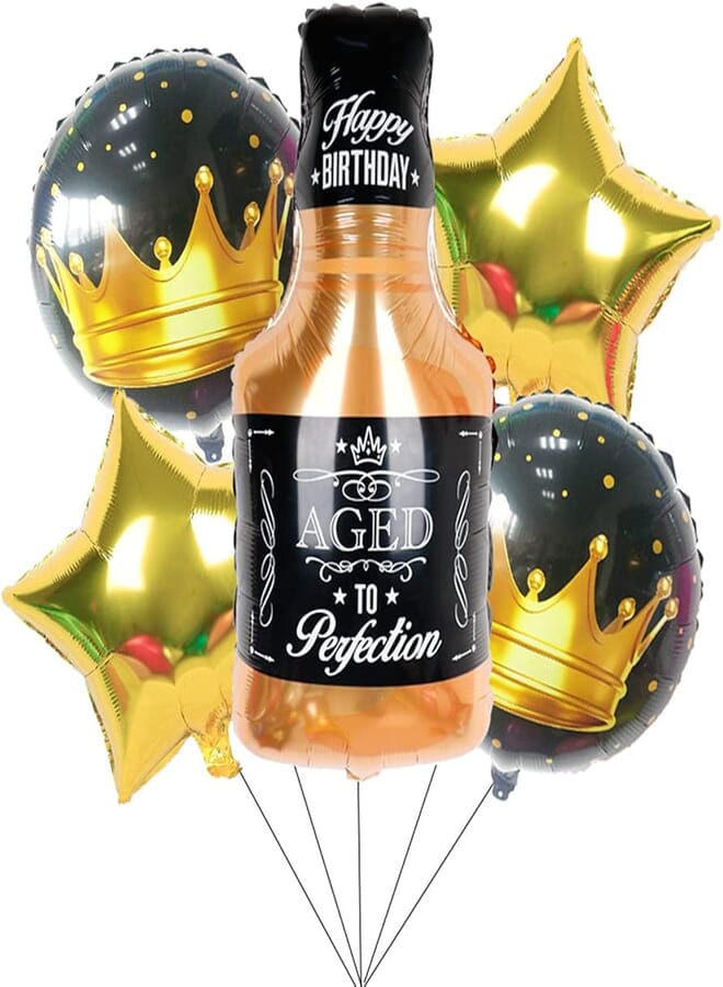 5PCS Whiskey Bottle Mylar Foil Balloons Set for Engagement Bachelorette Bridal Shower Party Supplies Bar Valentines Wedding Decoration