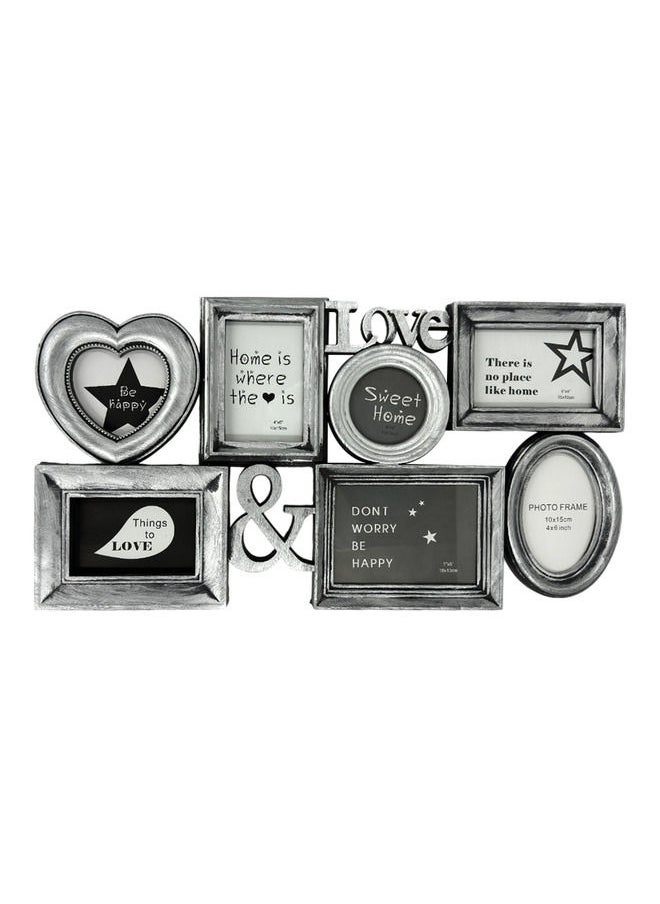 Decorhills - Decorhills Plastic Love Design Multi Pictures Collage Photo Frame, Wall Mount Display, Elegant White & Silver Finish, Holds Multiple Photos, Stylish Home Décor, 67x35.6cm, 1-Pc - Image 1