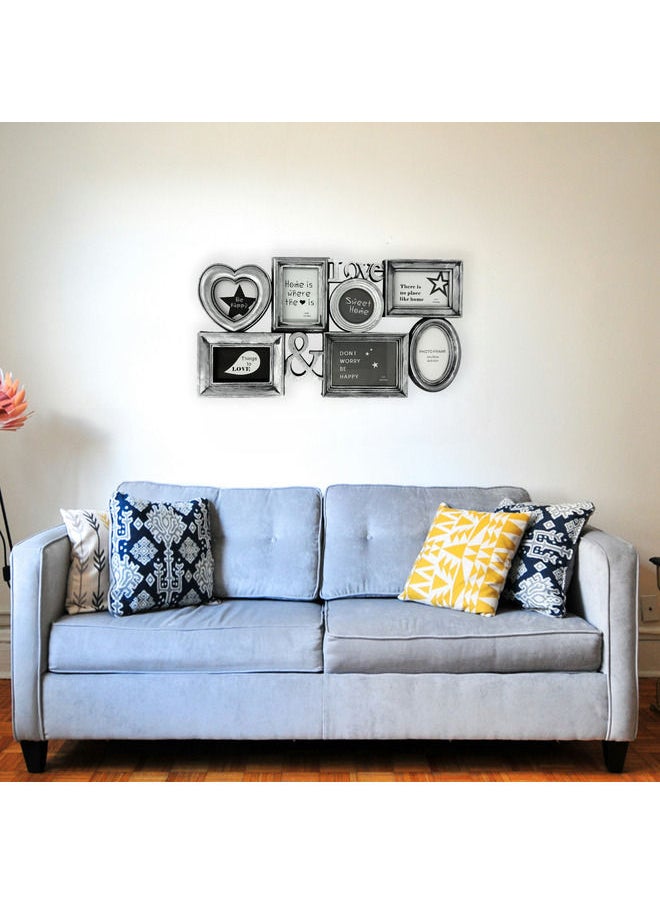 Decorhills - Decorhills Plastic Love Design Multi Pictures Collage Photo Frame, Wall Mount Display, Elegant White & Silver Finish, Holds Multiple Photos, Stylish Home Décor, 67x35.6cm, 1-Pc - Image 1