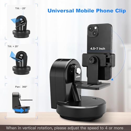 Soonpho M6 Auto Face Tracking Motorized Rotating Panoramic Tripod Head,AI Smart Face Body Tracking Remote Control Pan Tilt Head with Remote Control and Mobile Phone Clip for DSLR Cameras/Camcorders - Image 4