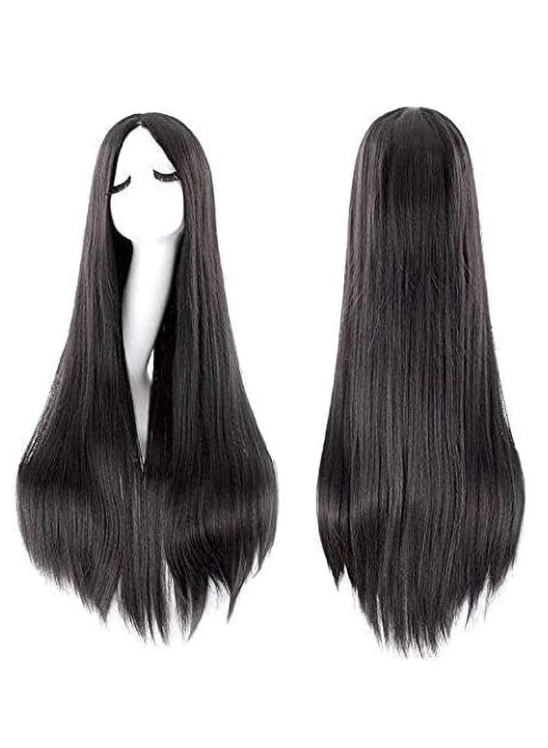 Estelle Fiber Heat Resistant Wig Nature looking for Cosplay Daily Party Use Synthetic Hair Replacement Wig For Fashion Women Black Straight No Fringe - Image 4