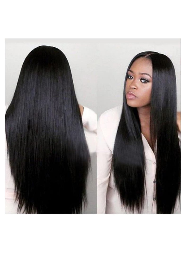 Estelle Fiber Heat Resistant Wig Nature looking for Cosplay Daily Party Use Synthetic Hair Replacement Wig For Fashion Women Black Straight No Fringe - Image 2