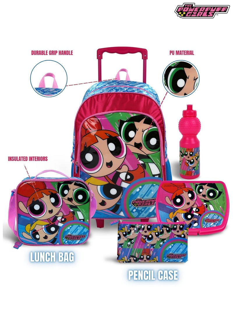 Warner Bros 5-in-1 Trolley School Bag Set - Ergonomic Backpack, Water Bottle, Lunch Box, Insulated Bag & Pencil Case, Lightweight & Durable, for Girls 6+, Perfect for School & Travel - Image 4