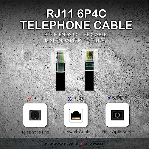 Conext Link RJ11 6P4C Modular Telephone Extension Cable Phone Cord Line Wire (15 Feet, Grey) （33208） - Image 4