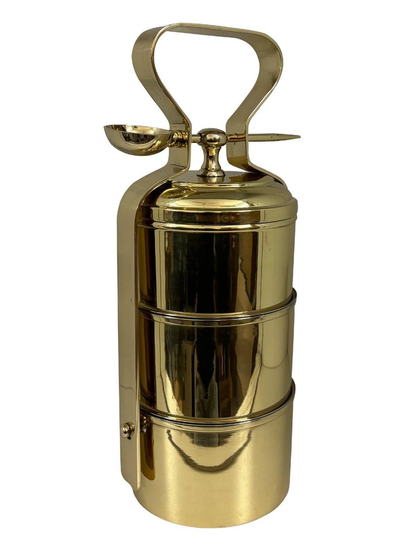 PURI - Brass/Pital Tiffin/Lunch Box-3 Compartrment of 650 ml Each - Image 1