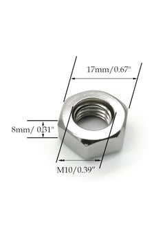 ZLYY M10 Hex Nut 304 Stainless Steel A270 Grade Hexagon Nuts Silver Tone 20pcs  - Image 2