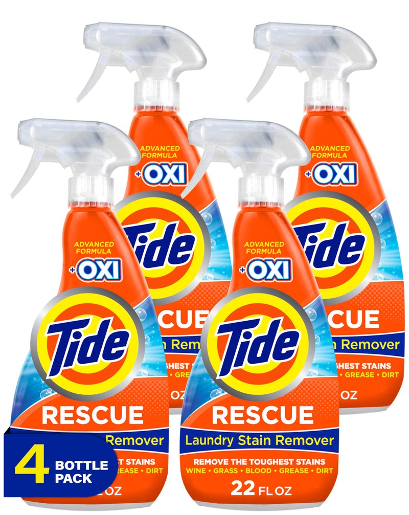 Tide Laundry Stain Remover with Oxi, Rescue Clothes, Upholstery, Carpet and more from Tough Stains, Stain Treater, 22 Fl Oz (Pack of 4) - Image 1