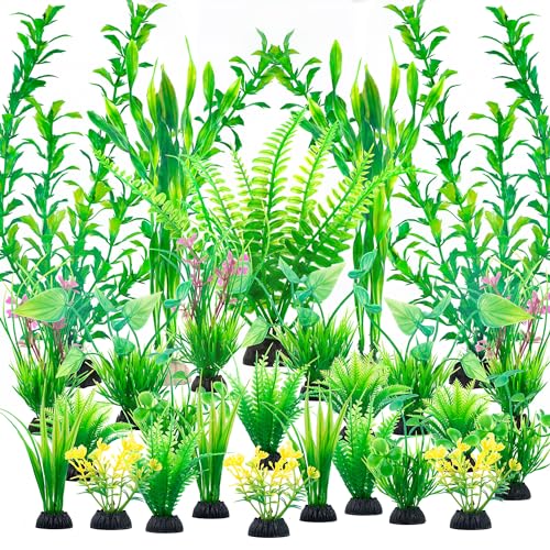 Ameliade Aquarium Artificial Green Plastic Plants Decorations 26 PCS Large Fish Tank Accessories Goldfish Betta Tank Decor - Image 1